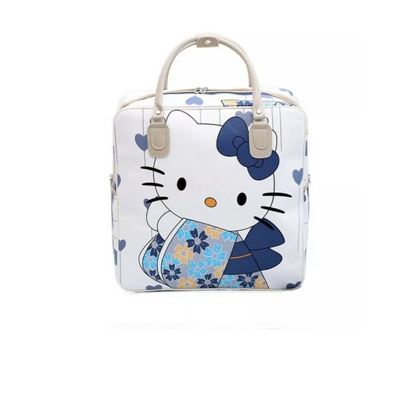 Sanrio Hello Kitty Square Leather Handbag Travel Luggage Bag Large Capacity NEW - Picture 1 of 12